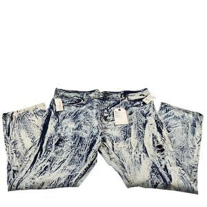 Evolution In Design Slim Fit Acid Wash Distressed Jeans Aruba Blue 44x33 33372X